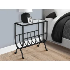 Accent table - stardust brown metal with tempered glass - Monarch
