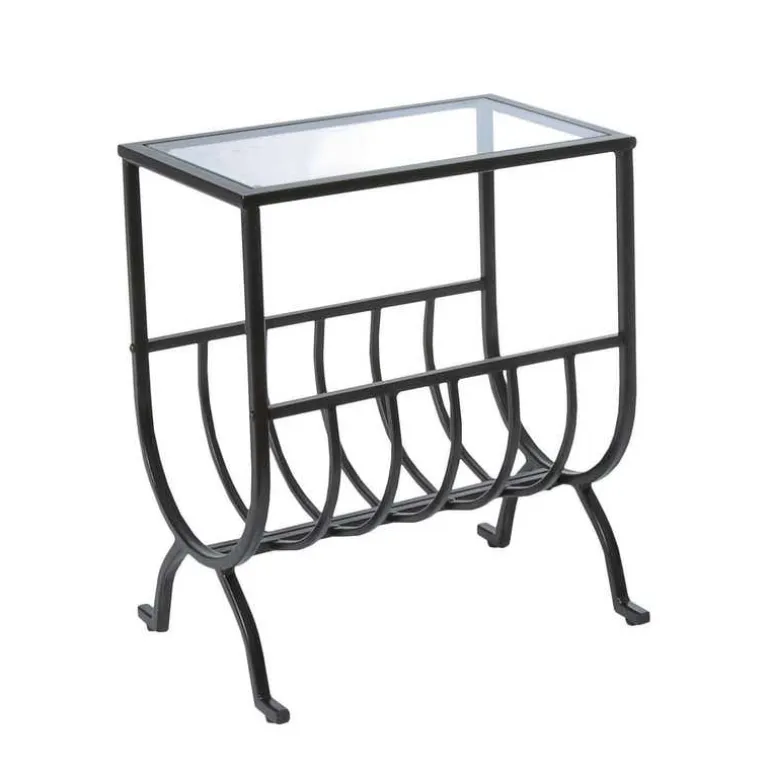 Accent table - stardust brown metal with tempered glass - Monarch