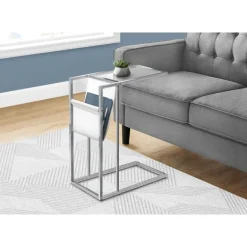 Accent table - white / chrome metal with a magazine rack - Monarch