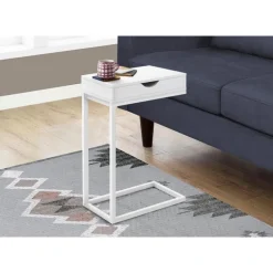 Accent table - white / white metal with a drawer - Monarch