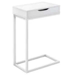 Accent table - white / white metal with a drawer - Monarch