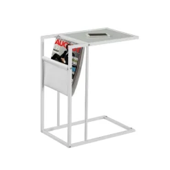 Accent table - white / white metal with a magazine rack - Monarch