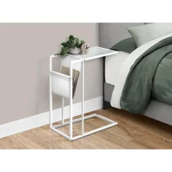 Accent table - white / white metal with a magazine rack - Monarch