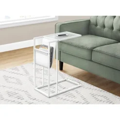 Accent table - white / white metal with a magazine rack - Monarch