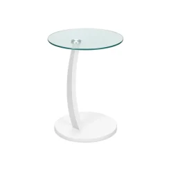Accent table - white bentwood with tempered glass - Monarch