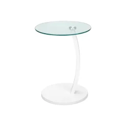 Accent table - white bentwood with tempered glass - Monarch