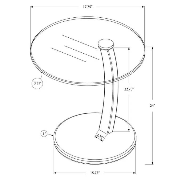Accent table - white bentwood with tempered glass - Monarch