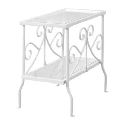 Accent table - white metal with tempered glass - Monarch