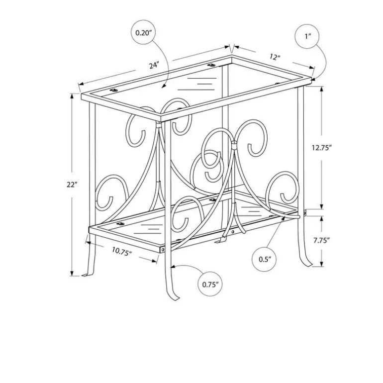 Accent table - white metal with tempered glass - Monarch