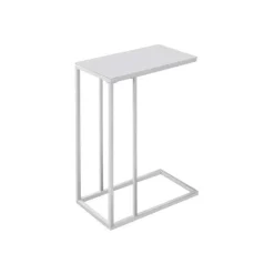 Accent table - white metal with frosted tempered glass - Monarch