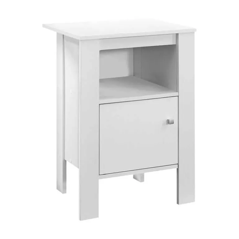 Accent table - white night stand with storage - Monarch