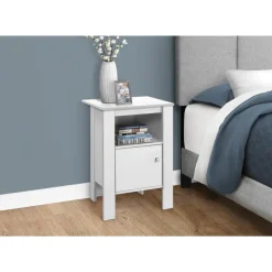 Accent table - white night stand with storage - Monarch