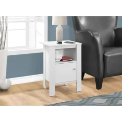 Accent table - white night stand with storage - Monarch