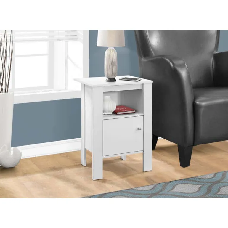 Accent table - white night stand with storage - Monarch