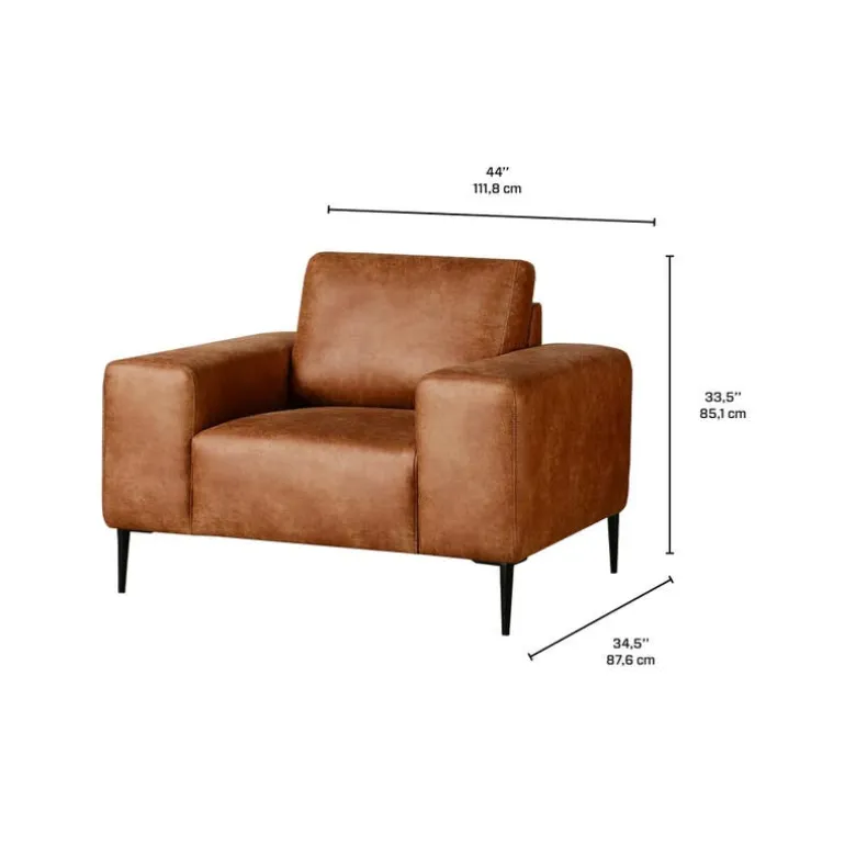 Armchair with Deep Seat and Square Armrests