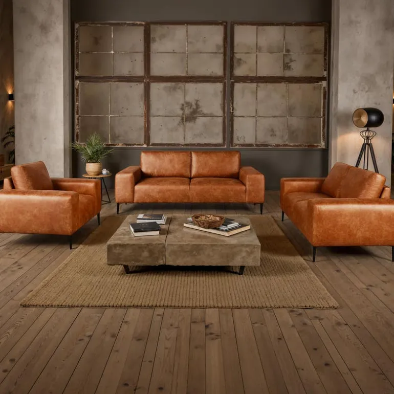 Armchair with Deep Seat and Square Armrests