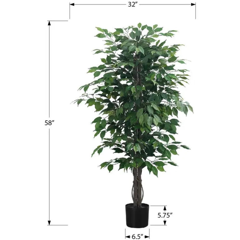 Artificial plant - 58"h / indoor ficus tree in a 6" pot