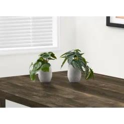 Artificial plant - 2pcs / 8"h alocasia / 5" cement pot