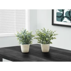 Artificial plant - 2pcs / 13"h eucalyptus/ grass/ 4" pot