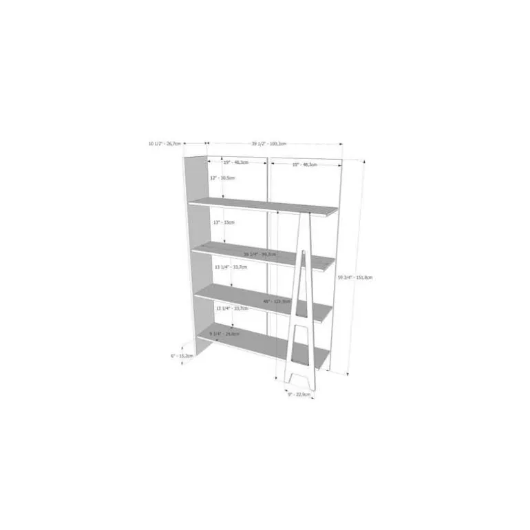 Atypik Bookcase, White And Plywood - Nexera