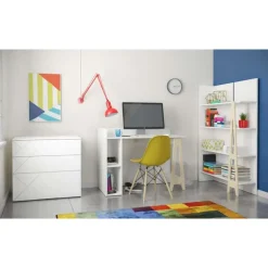 Atypik Bookcase, White And Plywood - Nexera