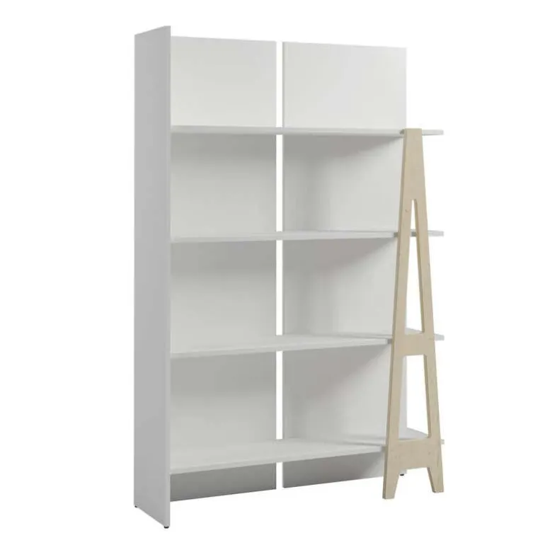 Atypik Bookcase, White And Plywood - Nexera