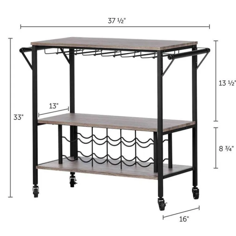 Bar Cart With Bottle Storage - South Shore
