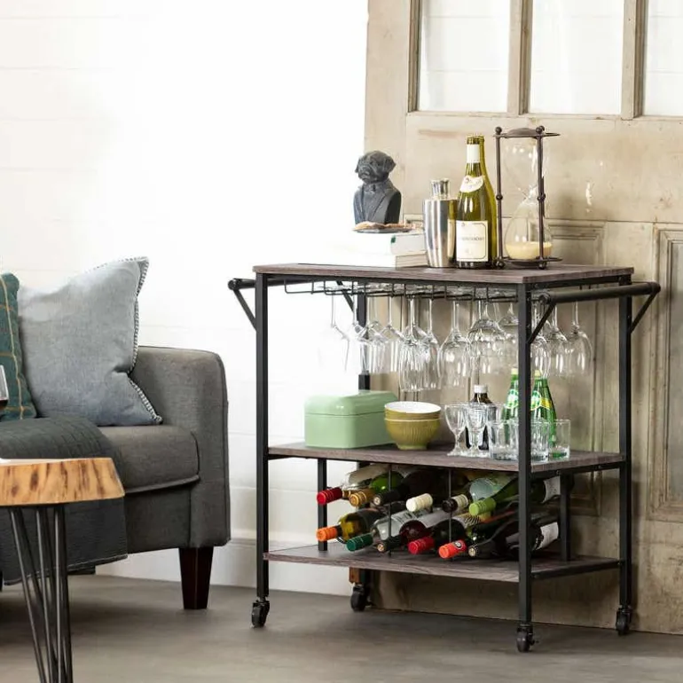 Bar Cart With Bottle Storage - South Shore