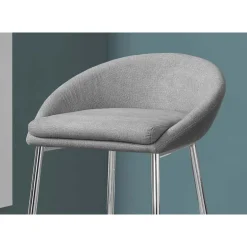 Barstool - 2pcs / grey fabric / chrome base / bar height