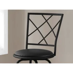 Barstool - 2pcs / swivel / black /black leather-look seat