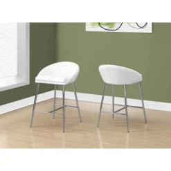 Barstool - 2pcs / white / chrome base / counter height