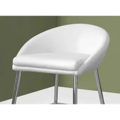 Barstool - 2pcs / white / chrome base / counter height