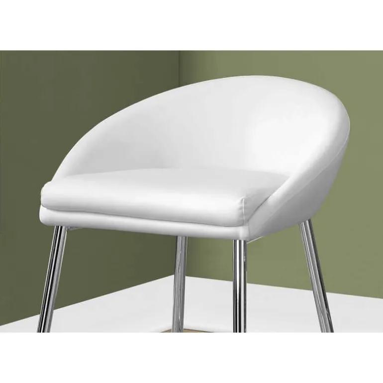 Barstool - 2pcs / white / chrome base / counter height