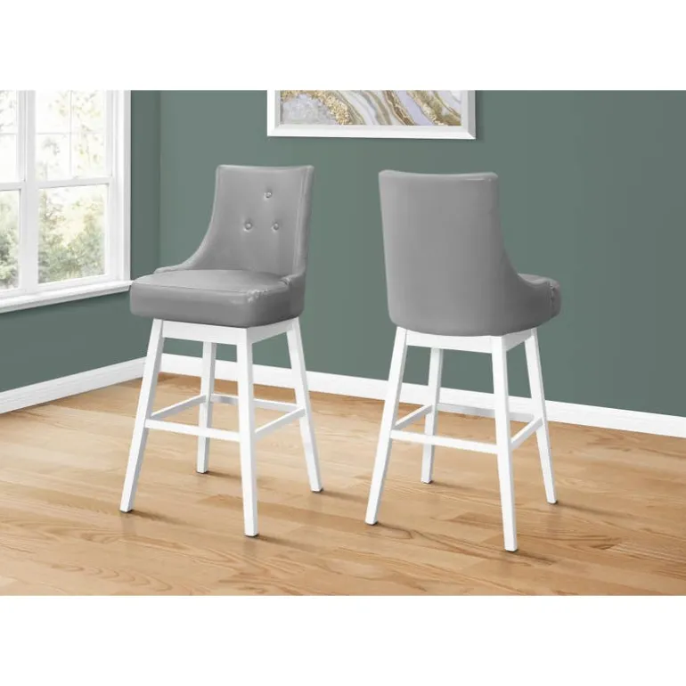 Barstool - set of 2 / swivel / tufted back rest / upholstered / bar height -4