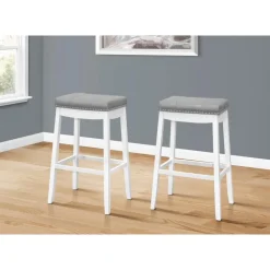 Barstool - set of 2 / tufted / nailhead trim / upholstered / bar height - 29"