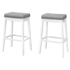 Barstool - set of 2 / tufted / nailhead trim / upholstered / bar height - 29