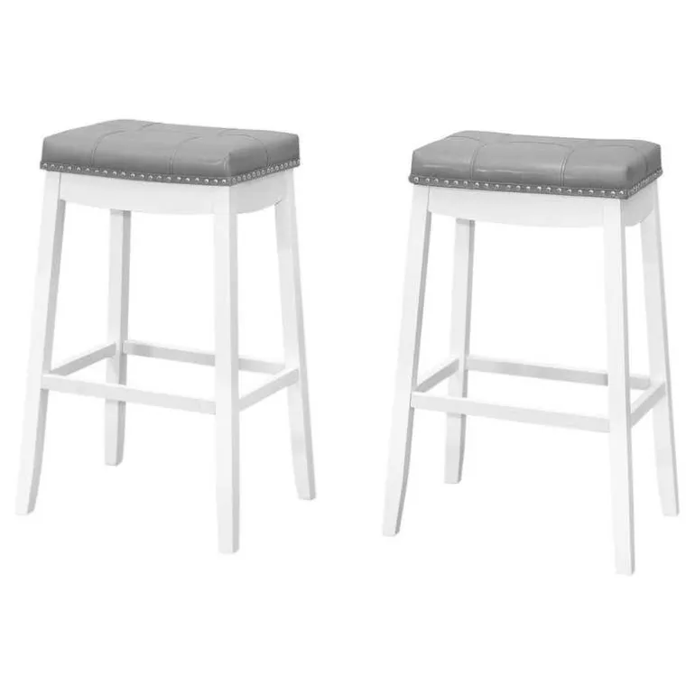 Barstool - set of 2 / tufted / nailhead trim / upholstered / bar height - 29"