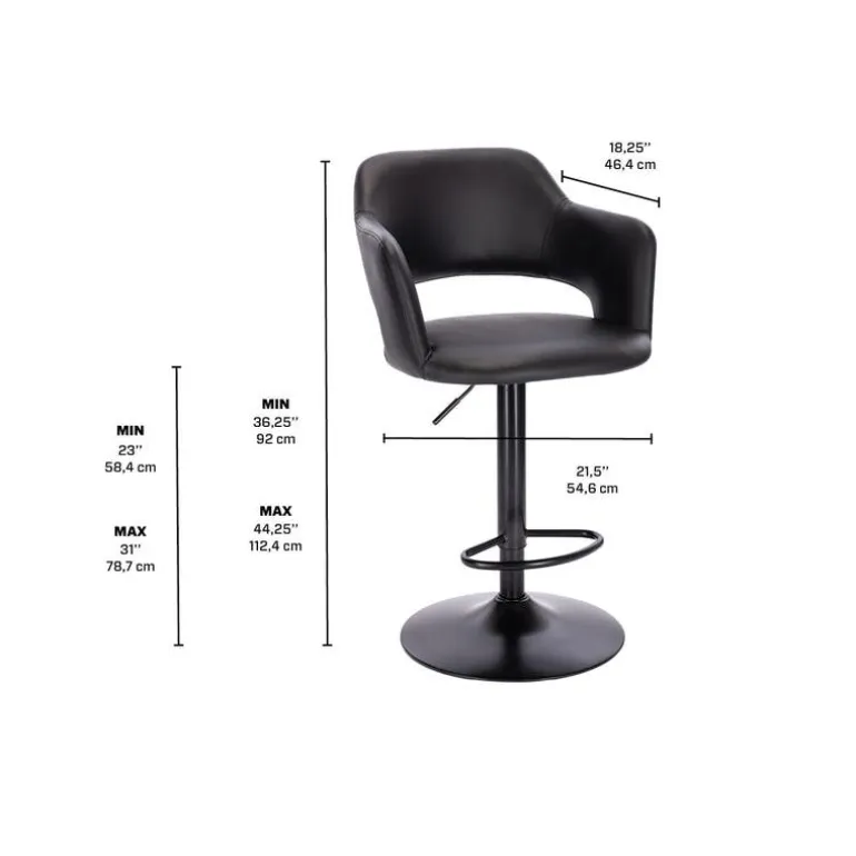 Barstool (1/Box) Black Hydraulic Base