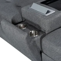 Beige Modular Sectional with Console - 6 pcs