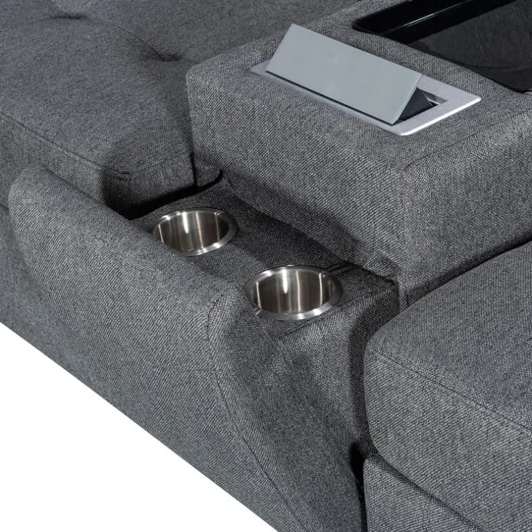 Beige Modular Sectional with Console - 6 pcs