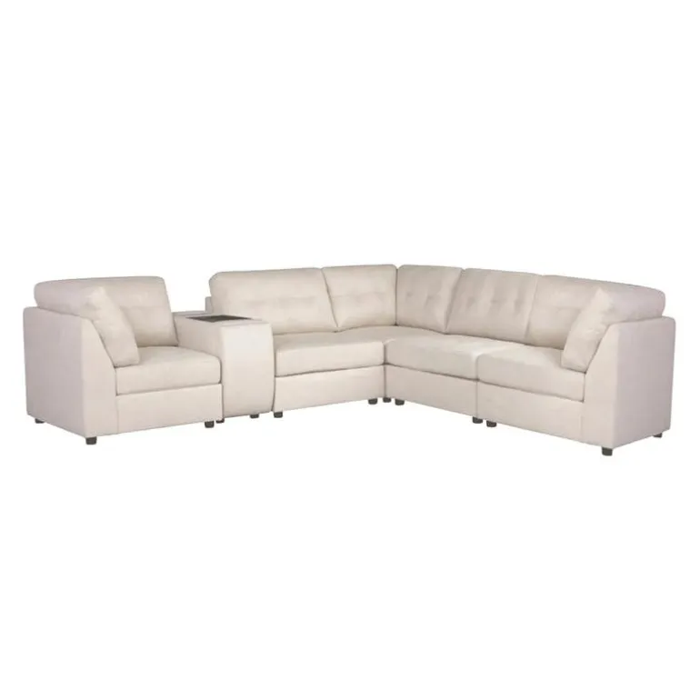 Beige Modular Sectional with Console - 6 pcs