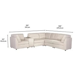 Beige Modular Sectional with Console - 6 pcs