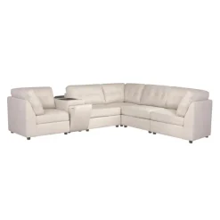Beige Modular Sectional with Console - 6 pcs