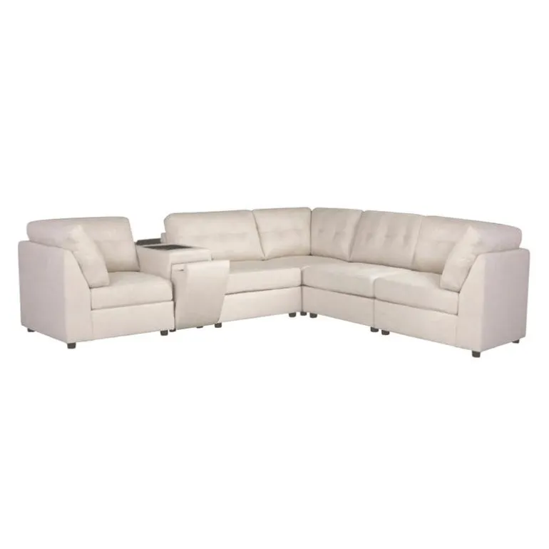 Beige Modular Sectional with Console - 6 pcs