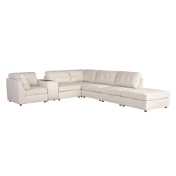 Beige Modular Sectional with Console and Ottoman - 7 pcs