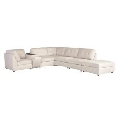 Beige Modular Sectional with Console and Ottoman - 7 pcs