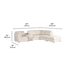 Beige Modular Sectional with Console and Ottoman - 6 pcs
