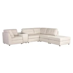 Beige Modular Sectional with Console and Ottoman - 6 pcs
