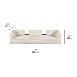 Beige Modular Sofa with 2 Consoles - 5 pcs