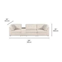 Beige Modular Sofa with Console - 4 pcs